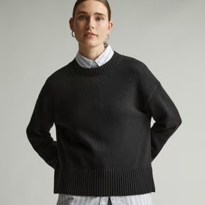 Everlane Organic Cotton Crew Sweater in Black